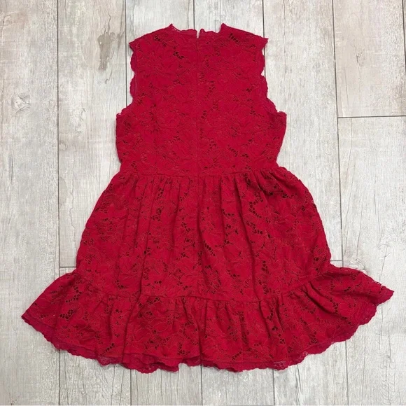 Kate Spade Red Lace Fit & Flare Dress Poppy Field Size 16 EUC - Picture 7 of 10